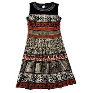 Studio One NY Multicolor Embellished Sleeveless Mocked Pleated Dress 6P
